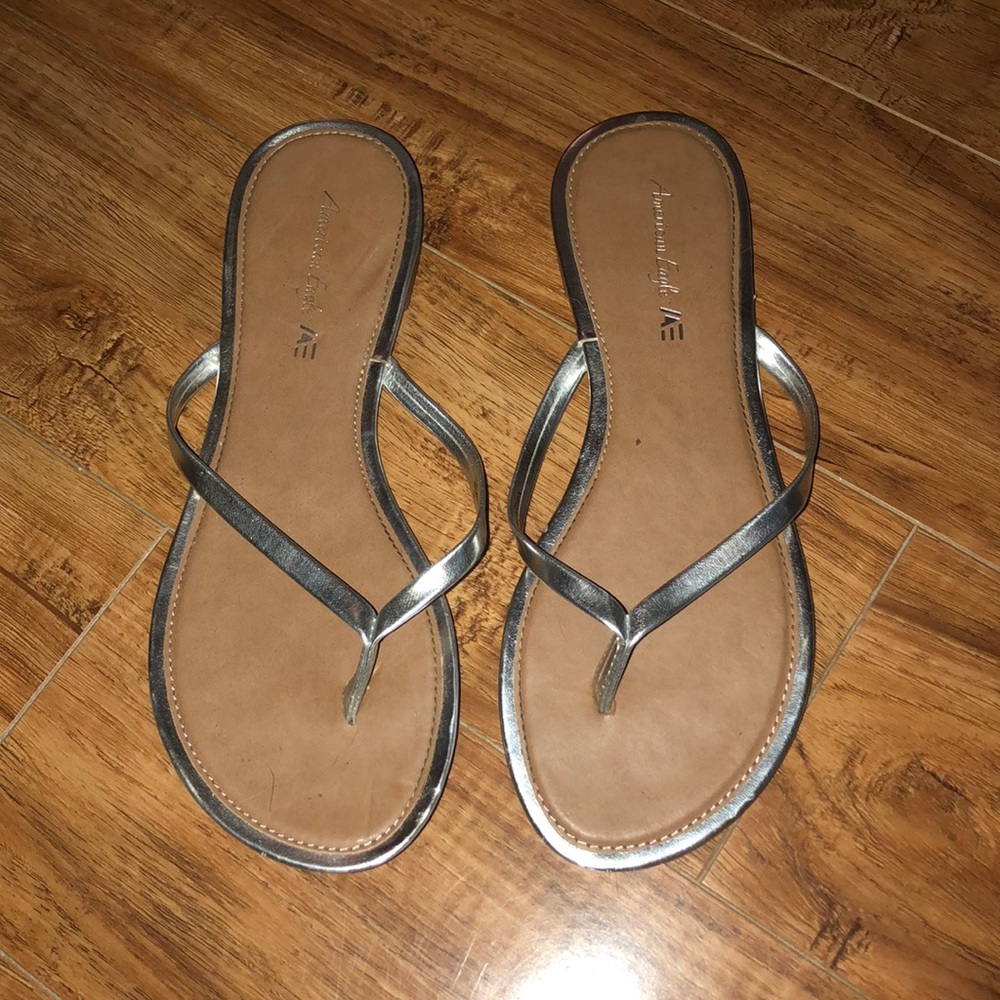 American Eagle Silver Flip Flops